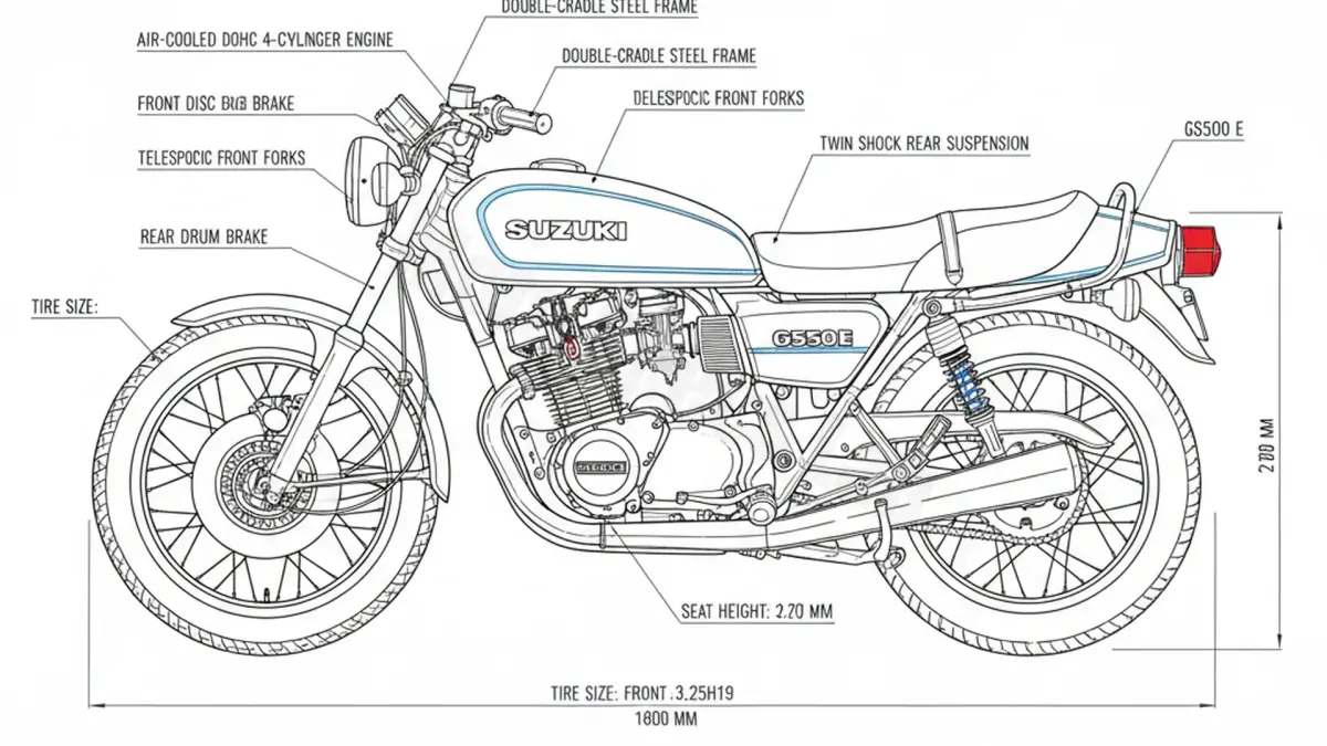 Review: Suzuki GS 550 E - GS550E (1978 – 1982) Specs & Features specs