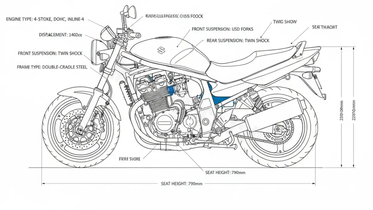 Suzuki GSX 1400 - WVBN (2001 – 2008) Data: Oil Capacity & Rim Specs specs
