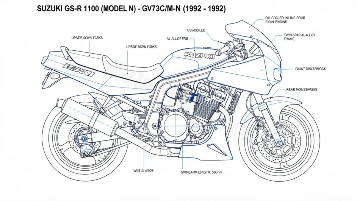Suzuki GSX-R 1100 (MODELL N) - GV73C/M-N Service Guide: Oil Level & Tire Specs specs