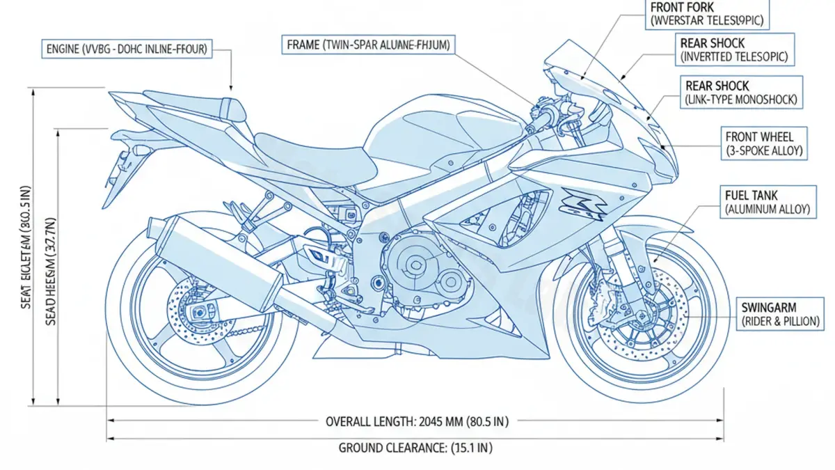 Suzuki GSX-R 600 K1/K2/K3 - WVBG Specs: Engine Oil, Gap & Tire PSI specs