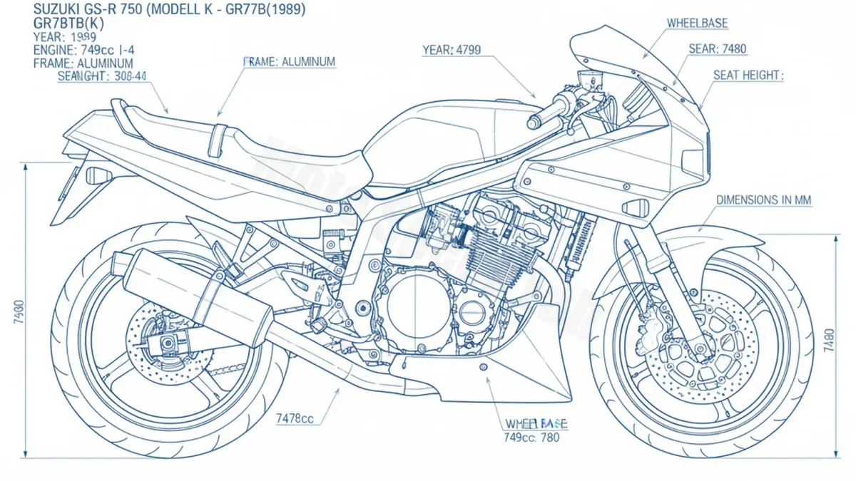 Suzuki GSX-R 750 (MODELL K) - GR77B(K) (1989) Data: Oil Capacity & Rim Specs specs