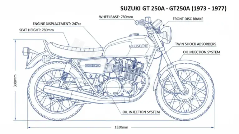 Suzuki GT 250 – GT250A (1976) Factory Oil & Tire Pressure Data