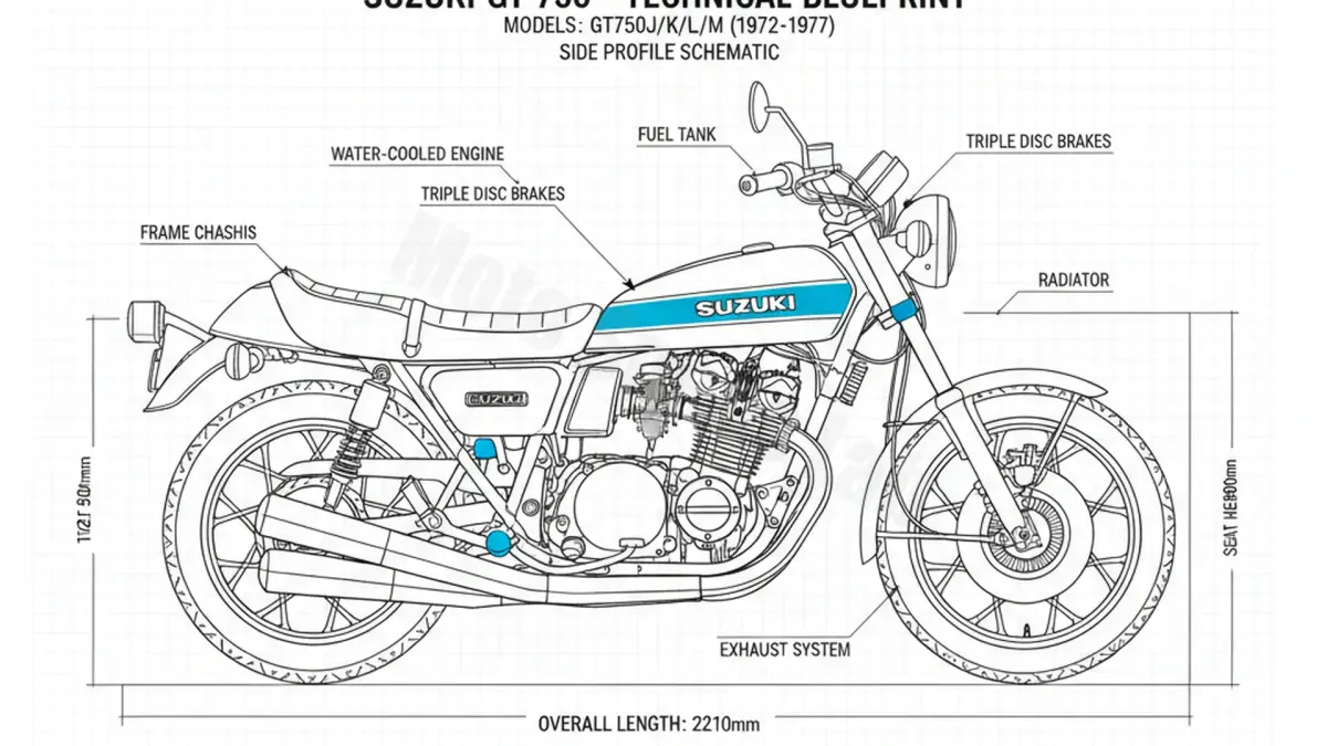 Suzuki GT 750 - GT750J/K/L/M Specs: Engine Oil, Gap & Tire PSI specs