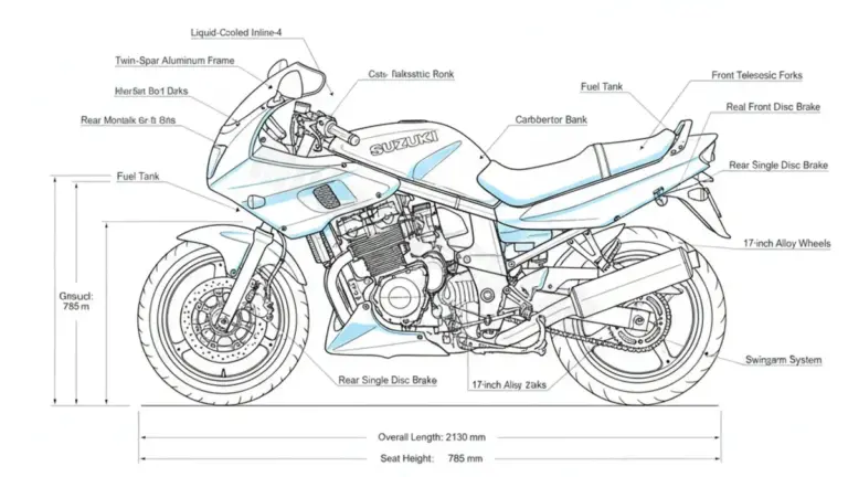 Suzuki RF 600 R – GN76B Tire Pressure, Oil Type & Fluid Specs