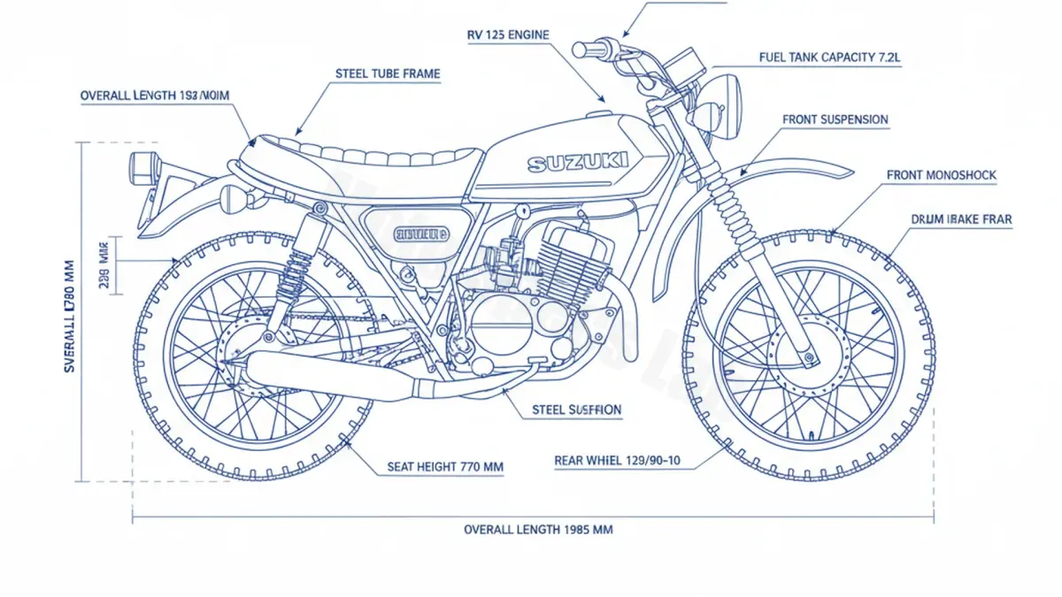Suzuki RV 125 - RV-125 (1972–1982) Factory Oil & Tire Pressure Data specs