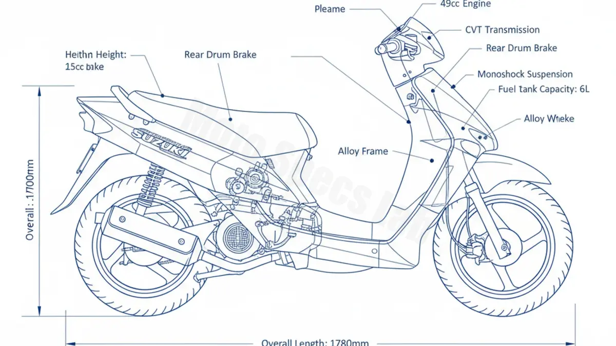 Oil & Tires: Suzuki UX 50 W ZILLION - AT Technical Specifications specs