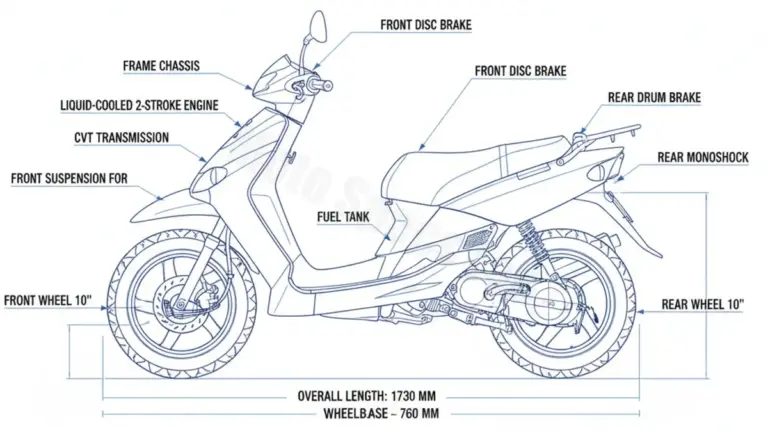 Yamaha BW’S 50 NG – SA056 Tire Pressure, Oil Type & Fluid Specs