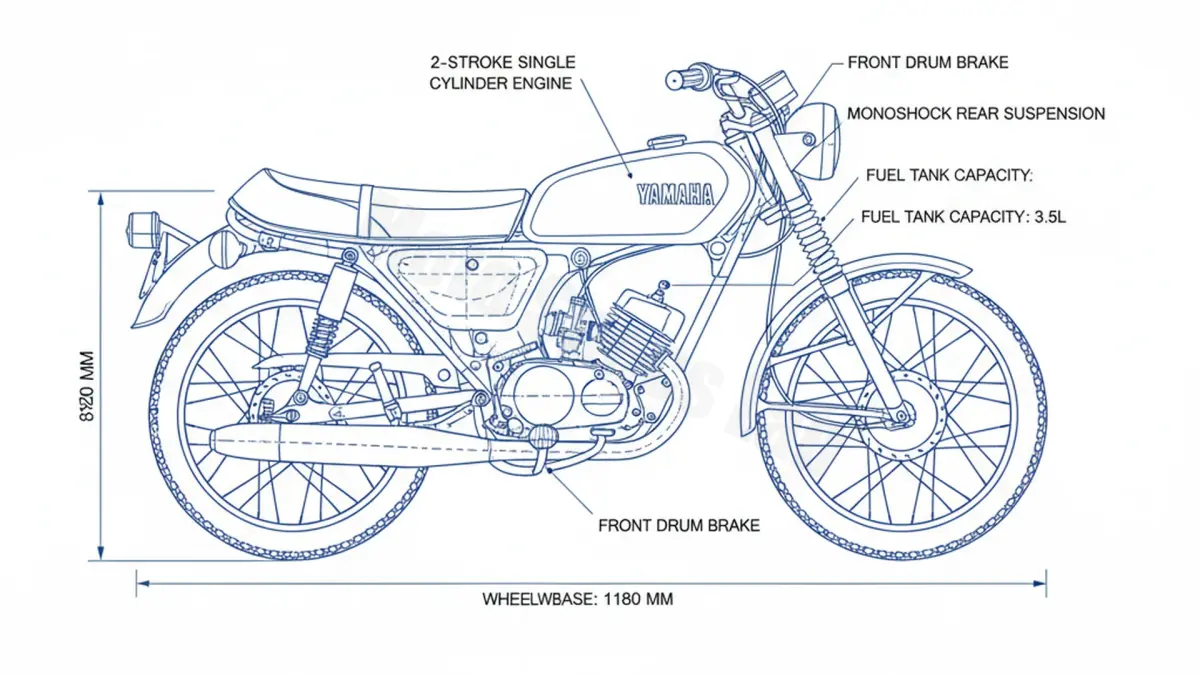 Yamaha LB 50 3M BOP - 1V3 (1977 – 1980) Factory Oil & Tire Pressure Data specs