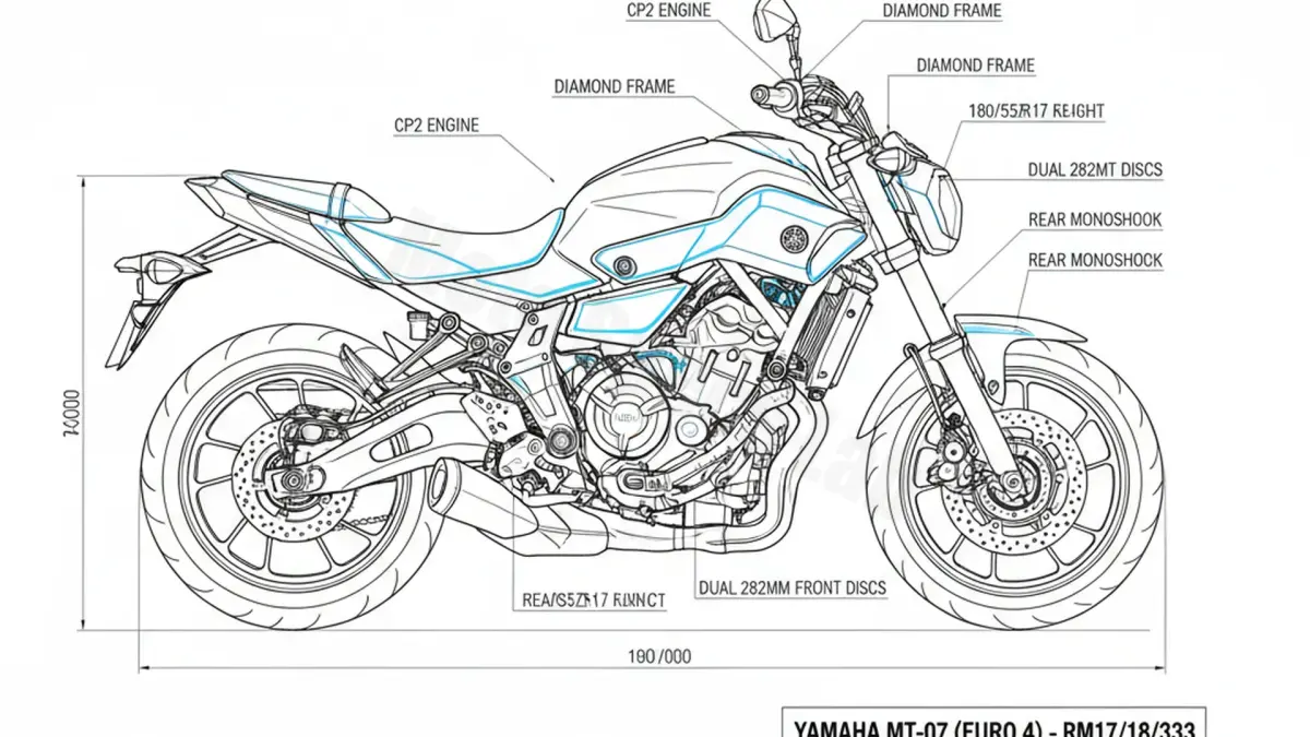 Yamaha MT-07 (EURO 4) - RM17/18/33 Tire Pressure, Oil Type & Fluid Specs specs