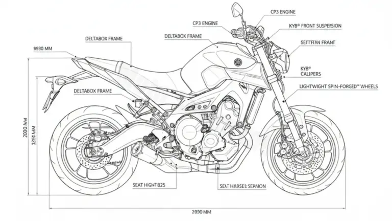 Yamaha MT-09/SP (EURO 5) – RN69/RN82/RN83 Specs: Oil Capacity & Tire Pressure