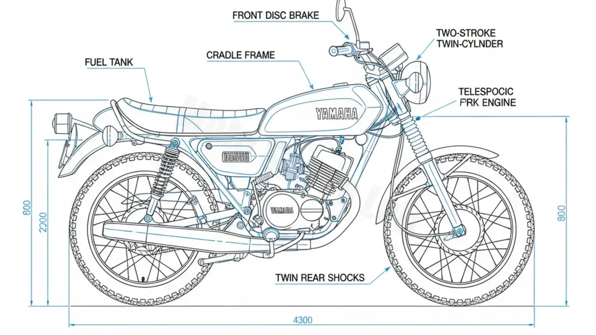 Yamaha RD 125 DX - 1E7 Tire Pressure, Oil Type & Fluid Specs specs