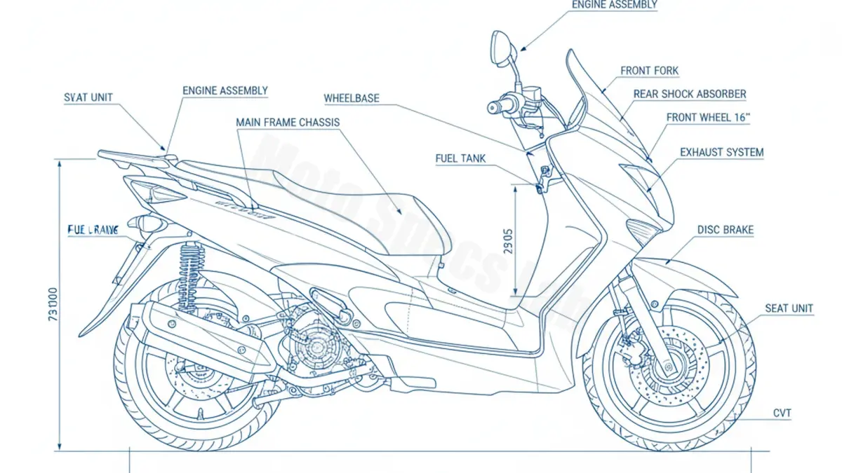 Oil & Tires: Yamaha VP 125 X-CITY - SE43 Technical Specifications specs