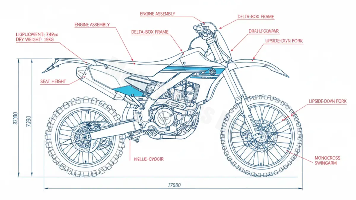 Yamaha WR 450 F - DJ031/1DX6 Service Guide: Oil Level & Tire Specs specs