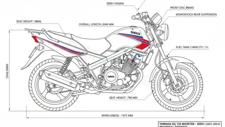 Yamaha XQ 125 MAXSTER – SE051 Service Guide: Oil Level & Tire Specs