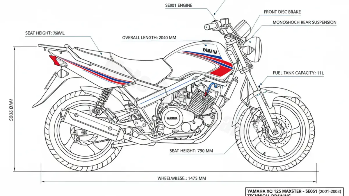 Yamaha XQ 125 MAXSTER - SE051 Service Guide: Oil Level & Tire Specs
