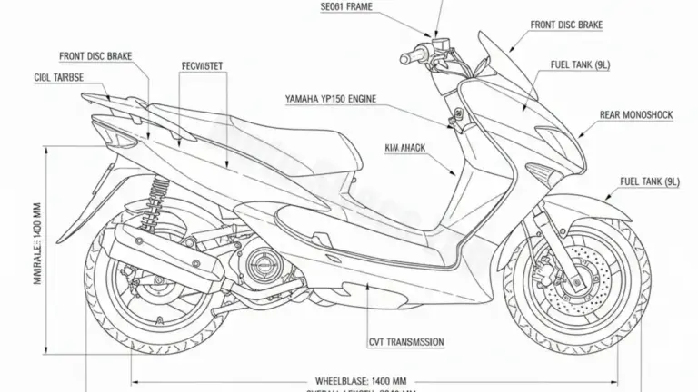 Yamaha XQ 150 MAXSTER – SE061 Tire Pressure, Oil Type & Fluid Specs