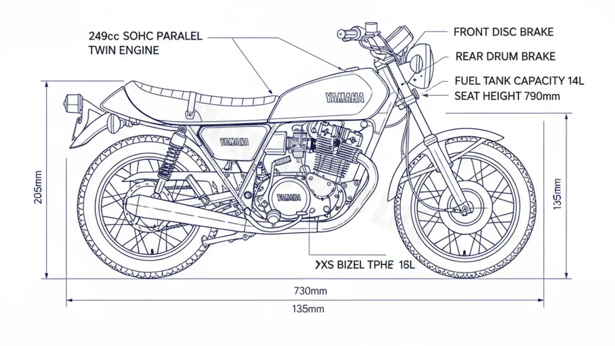 Oil & Tires: Yamaha XS 250 - 1U5 Technical Specifications