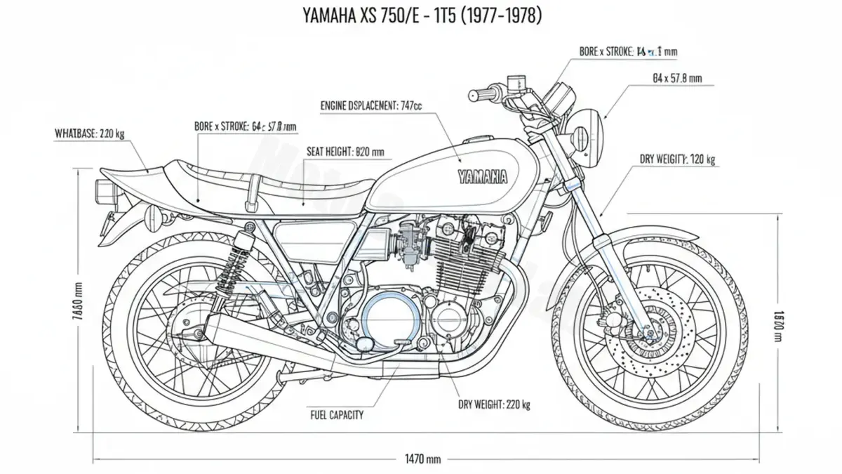 Oil & Tires: Yamaha XS 750/E - 1T5 Technical Specifications