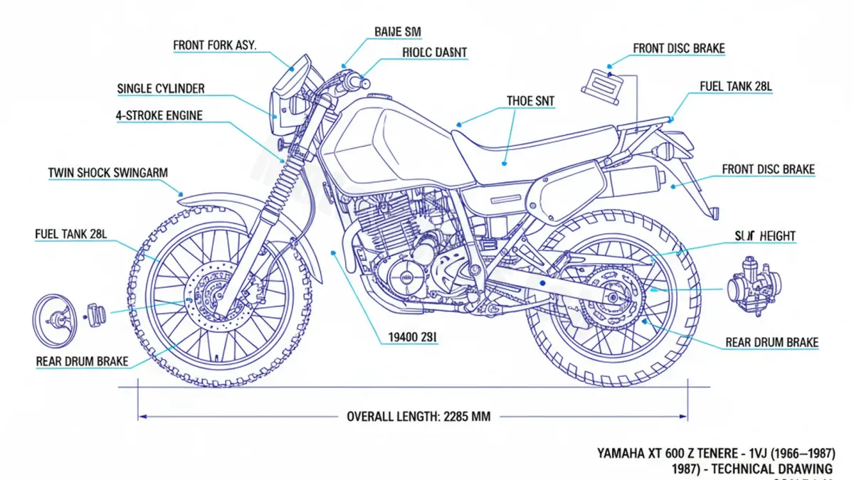 Oil & Tires: Yamaha XT 600 Z TENERE - 1VJ Technical Specifications