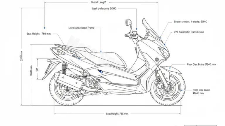 Yamaha YP 125 R X-MAX – SE541 Specs: Engine Oil, Gap & Tire PSI