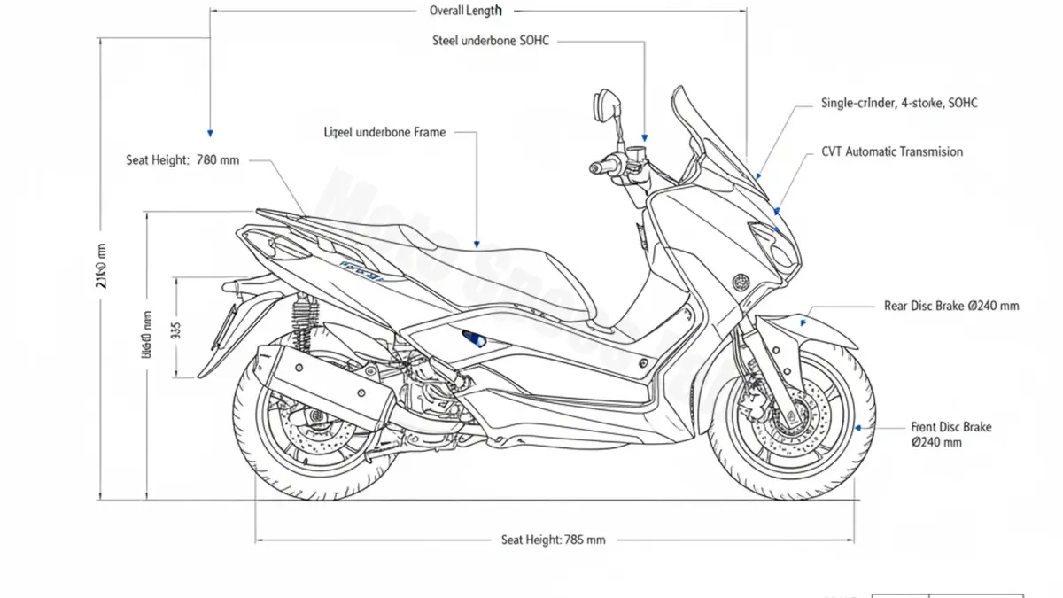 Yamaha YP 125 R X-MAX - SE541 Specs: Engine Oil, Gap & Tire PSI specs