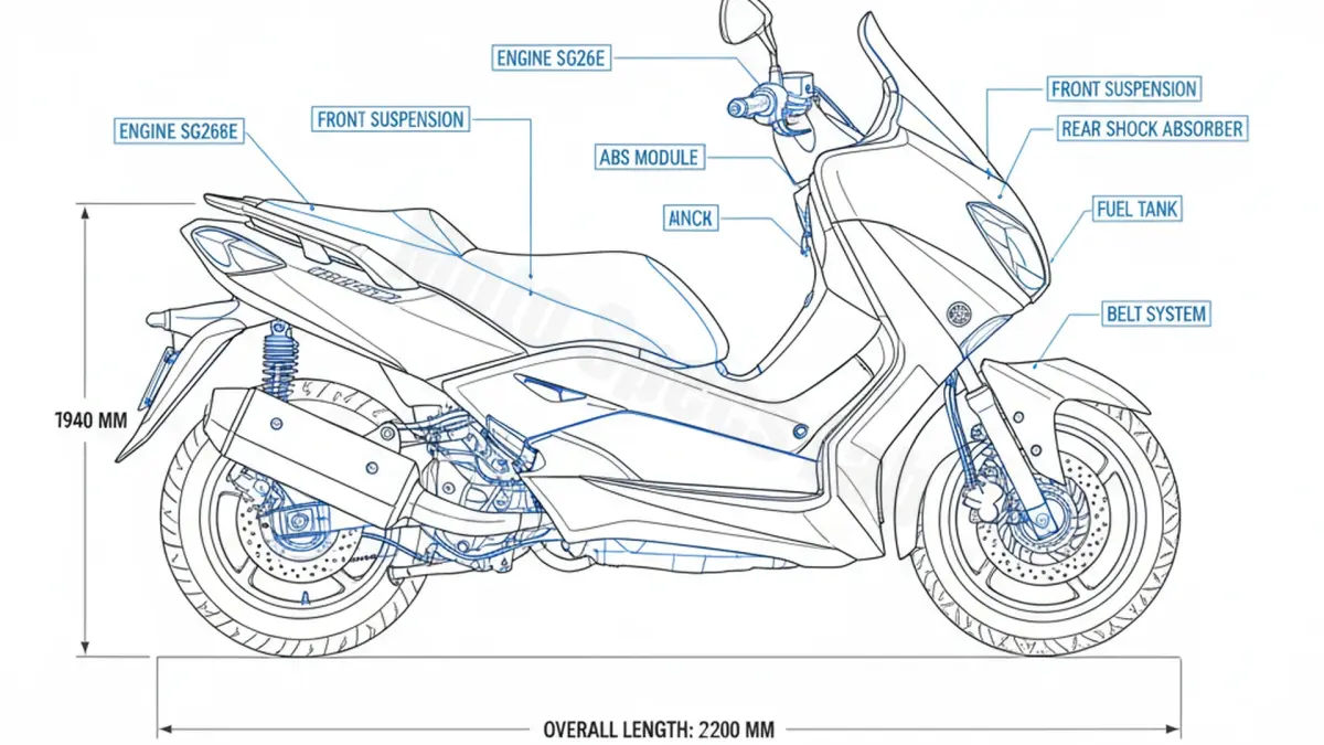 Yamaha YP 250 R X-MAX /ABS - SG26 Tire Pressure, Oil Type & Fluid Specs specs