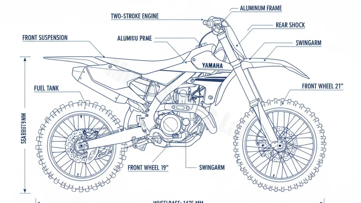 Yamaha YZ 250 - CG23C/B9U2 Specs: Engine Oil, Gap & Tire PSI specs