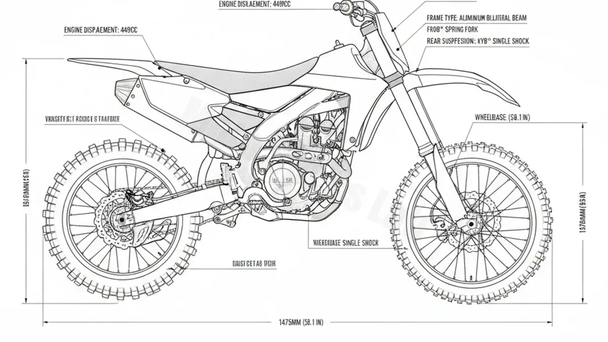 Yamaha YZ 450 F - CJ21C/BR92 (2018–2019) Data: Oil Capacity & Rim Specs specs