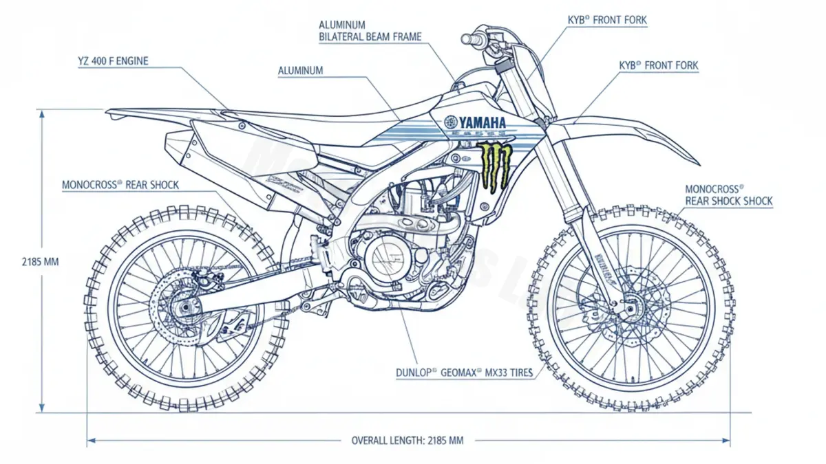Yamaha YZ 450 F MONSTER ENERGY EDITION - CJ26C/B2WA Tire Pressure, Oil Type & Fluid Specs specs