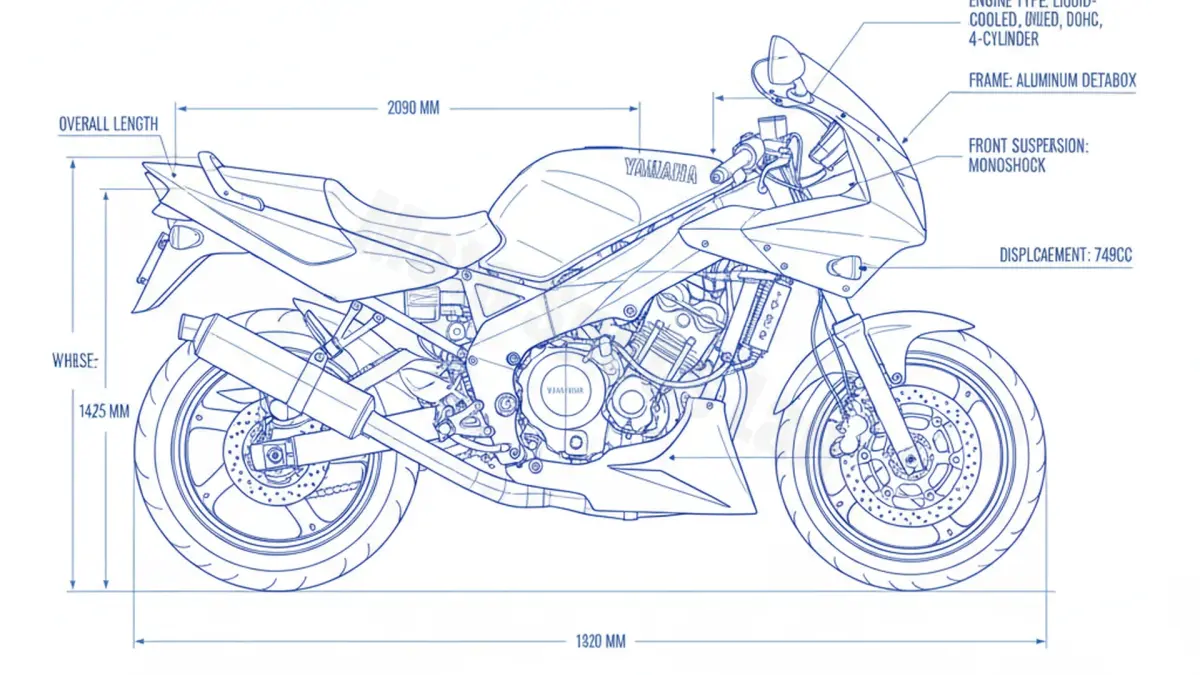 Yamaha YZF 750 R - 4HN (1993 – 1998) Factory Oil & Tire Pressure Data specs